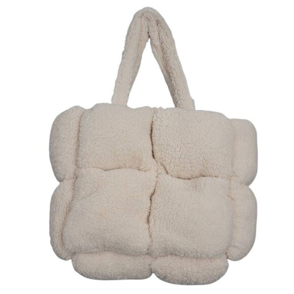 New Carbon38 Sherpa Puffer Bag in Natural‎ Sherpa Shoulder Crossbody Soft Plush - Picture 1 of 5